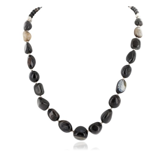 Nickel Certified Authentic Navajo Natural Agate Native American Necklace 25325
