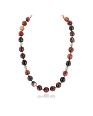 Nickel Certified Authentic Navajo Natural Carnelian Native American Necklace 25328