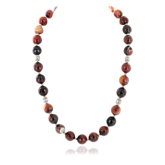 Nickel Certified Authentic Navajo Natural Carnelian Native American Necklace 25328