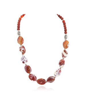 Nickel Certified Authentic Navajo Natural Carnelian Native American Necklace 750224-5