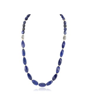 Nickel Certified Authentic Navajo Natural Lapis Lazuli Native American Necklace 25323