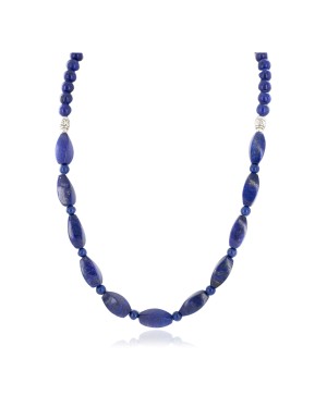 Nickel Certified Authentic Navajo Natural Lapis Lazuli Native American Necklace 25324
