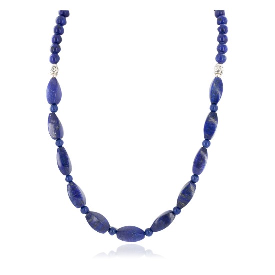 Nickel Certified Authentic Navajo Natural Lapis Lazuli Native American Necklace 25324