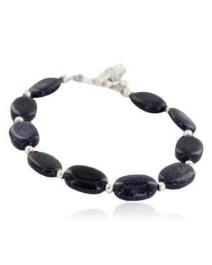 Nickel Certified Authentic Navajo Natural Purple Goldstone Native American Bracelet 13039-7
