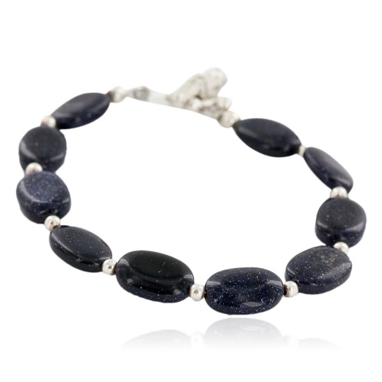 Nickel Certified Authentic Navajo Natural Purple Goldstone Native American Bracelet 13039-7