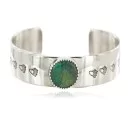 Nickel Navajo Bear Paw Handmade Certified Authentic Natural Turquoise Native American Bracelet 13019-7