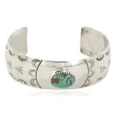 Nickel Navajo Bear Paw Handmade Natural Turquoise Native American Bracelet 13034-3