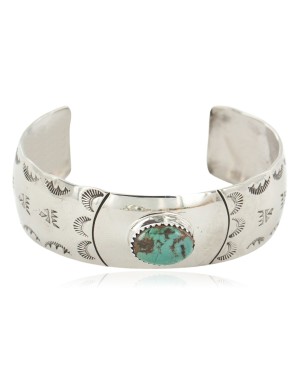 Nickel Navajo Bear Paw Handmade Certified Authentic Natural Turquoise Native American Bracelet 13034-3