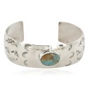 Nickel Navajo Bear Paw Sun Handmade Certified Authentic Natural Turquoise Native American Bracelet 13034-2