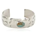 Nickel Navajo Bear Paw Sun Handmade Natural Turquoise Native American Bracelet 13034-2