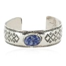 Nickel Navajo Handmade Certified Authentic Natural Lapis Native American Bracelet 13026-1