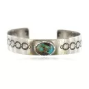 Nickel Navajo Handmade Natural Turquoise Native American Bracelet 13019-1