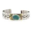 Nickel Navajo Handmade Natural Turquoise Native American Bracelet 13019-10