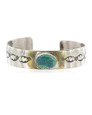 Nickel Navajo Handmade Certified Authentic Natural Turquoise Native American Bracelet 13019-10
