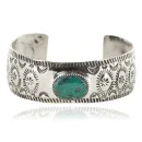 Nickel Navajo Handmade Natural Turquoise Native American Bracelet 13026-5