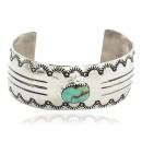 Nickel Navajo Handmade Certified Authentic Natural Turquoise Native American Bracelet 13069