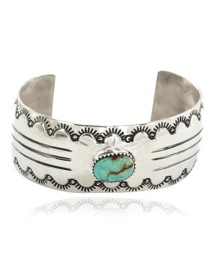 Nickel Navajo Handmade Certified Authentic Natural Turquoise Native American Bracelet 13069