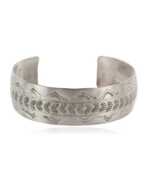 Nickel Navajo Mountain Handmade Certified Authentic Native American Bracelet 12980