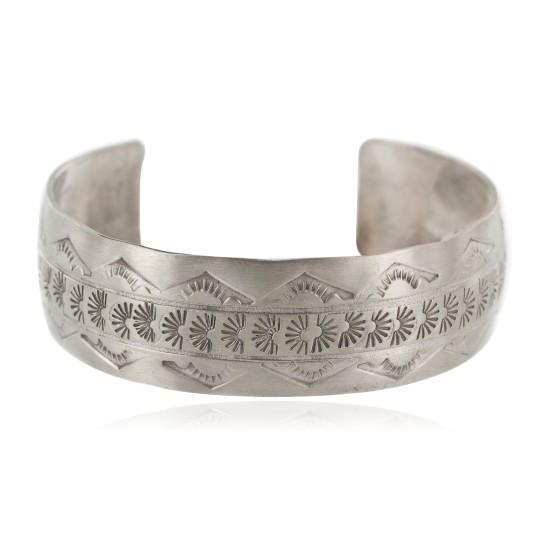 Nickel Navajo Mountain Handmade Certified Authentic Native American Bracelet 12980