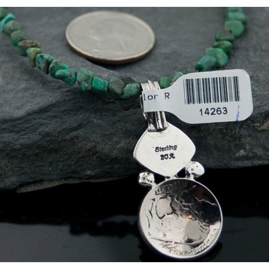 OLD Buffalo Coin Certified Authentic Handmade Navajo Native .925 Sterling Silver Turquoise Native American Necklace 390587164741