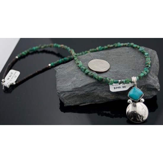 OLD Buffalo Coin Certified Authentic Handmade Navajo Native .925 Sterling Silver Turquoise Native American Necklace 390587164741