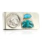 OLD Buffalo Coin Handmade Certified Authentic by Ben Riggs Navajo .925 Sterling Silver Nickel and Turquoise Native American Money Clip 11242-2