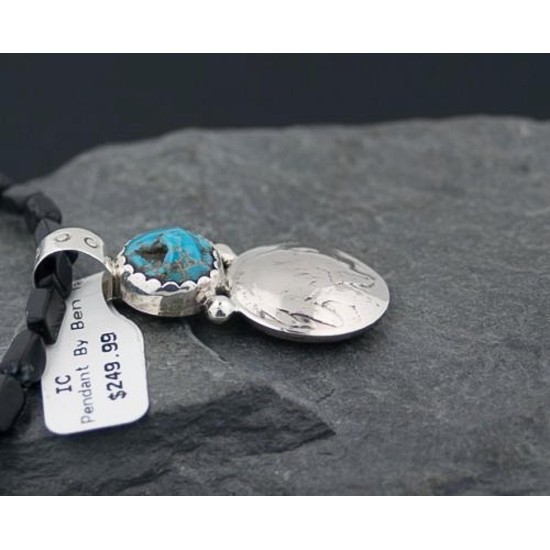 OLD Indian Head Buffalo Coin Certified Authentic Navajo .925 Sterling Silver Natural Turquoise and Black Onyx Native American Necklace 390587495461