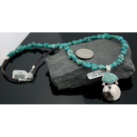 OLD Indian Head Coin Certified Authentic Navajo Native .925 Sterling Silver Turquoise Native American Necklace 370800540418