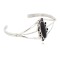 Oval Handmade Navajo Certified Authentic .925 Sterling Silver Natural Black Onyx Native American Bracelet 13108-3
