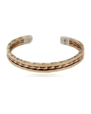 Paw Handmade Certified Authentic Navajo Pure Brass and Copper Native American Bracelet 12987-1