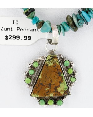 Petit Point Handmade Certified Authentic Zuni .925 Sterling Silver GASPEITE and Turquoise Native American Necklace 371021089342