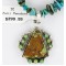 Petit Point Handmade Certified Authentic Zuni .925 Sterling Silver GASPEITE and Turquoise Native American Necklace 371021089342