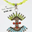 Petit Point Handmade Zuni .925 Sterling Silver Gaspeite and Turquoise Native American Necklace 371032601533