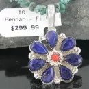 Petit Point Handmade Zuni .925 Sterling Silver Lapis, Coral and Turquoise Native American Necklace 390659683293