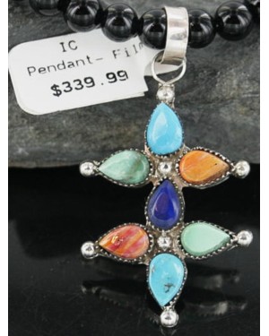 Petit Point Handmade Certified Authentic Zuni .925 Sterling Silver Multi Color Native American Necklace 370910626582
