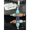 Petit Point Handmade Certified Authentic Zuni .925 Sterling Silver Multi Color Native American Necklace 370910626582