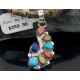 Petit Point Handmade Certified Authentic Zuni .925 Sterling Silver Multicolor and Turquoise Native American Necklace 370883660270
