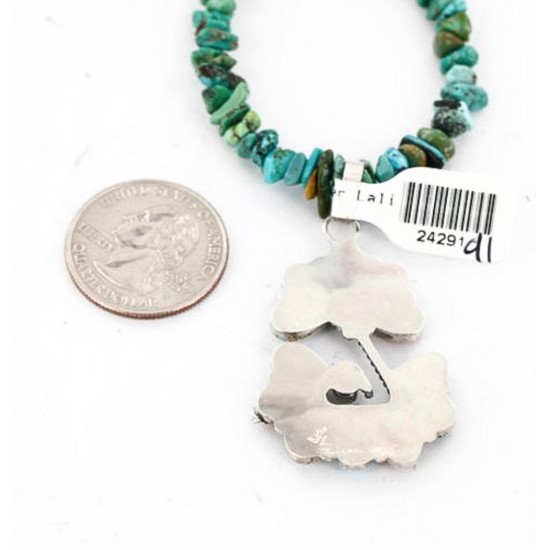 Petit Point Handmade Certified Authentic Zuni .925 Sterling Silver Multicolor and Turquoise Native American Necklace 371046957046