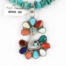 Petit Point Handmade Zuni .925 Sterling Silver Multicolor and Turquoise Native American Necklace 371046957046