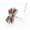 Petit Point Handmade Zuni .925 Sterling Silver Multicolor and Turquoise Native American Ring 390823424169
