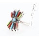 Petit Point Handmade Certified Authentic Zuni .925 Sterling Silver Multicolor and Turquoise Native American Ring  390823424169