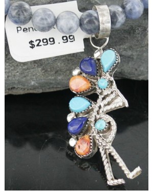 Petit Point Handmade Certified Authentic Zuni .925 Sterling Silver MultiColor Kokopelli Native American Necklace 370911872160