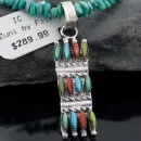 Petit Point Handmade Zuni .925 Sterling Silver Multicolor Stone and Turquoise Native American Necklace 370883170307