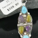 Petit Point Handmade Zuni .925 Sterling Silver MultiColor Stone and Turquoise Native American Necklace 390670221207