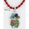 Petit Point Handmade Certified Authentic Zuni .925 Sterling Silver Multicolor Stones and Turquoise Native American Necklace 371029325501