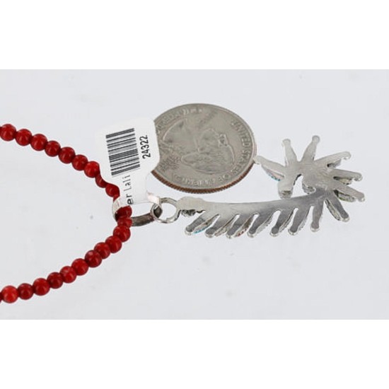 Petit Point Handmade Certified Authentic Zuni .925 Sterling Silver Multicolor Stones and Turquoise Native American Necklace 371058569934