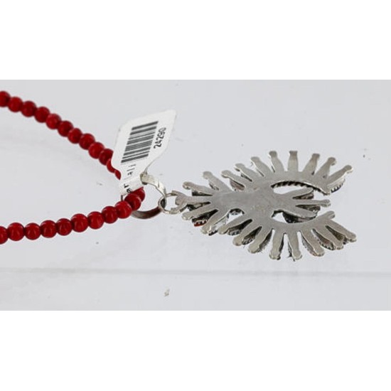 Petit Point Handmade Certified Authentic Zuni .925 Sterling Silver Multicolor Stones and Turquoise Native American Necklace 371059544884