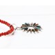 Petit Point Handmade Certified Authentic Zuni .925 Sterling Silver Multicolor Stones and Turquoise Native American Necklace 371068525145