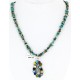 Petit Point Handmade Certified Authentic Zuni .925 Sterling Silver Multicolor Stones and Turquoise Native American Necklace 371073328751