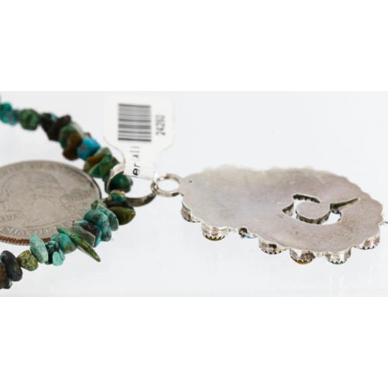 Petit Point Handmade Certified Authentic Zuni .925 Sterling Silver Multicolor Stones and Turquoise Native American Necklace 371073328751